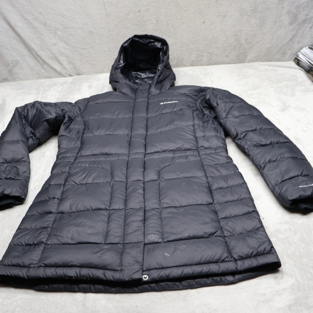 Columbia Down Jacket Women Large Blue Hexbreaker Omni-Heat Insulated Long Puffer